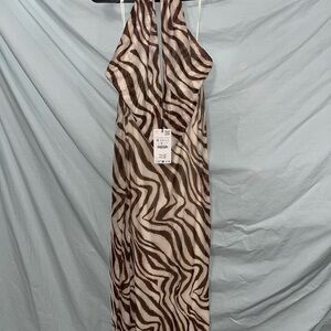 Zebra Print Halter Dress